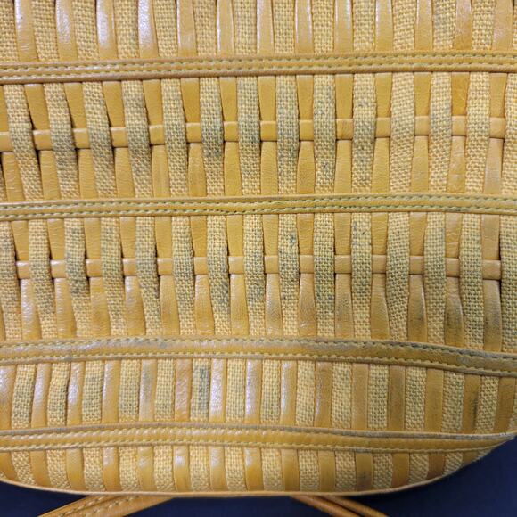 Vintage Sharif Woven Bag Yellow Leather Shoulder Crossbody Long Rounded Purse - Picture 5 of 14
